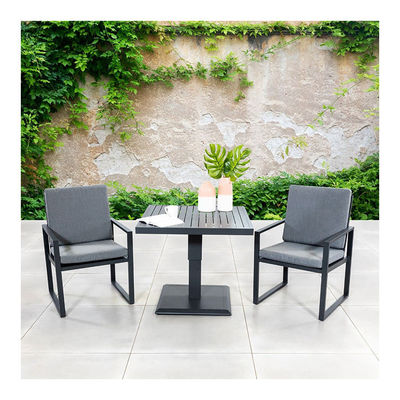Moderne Aluminium Balkonmöbel 2 Sitzplätze Außenessen mit verstellbarem Tisch