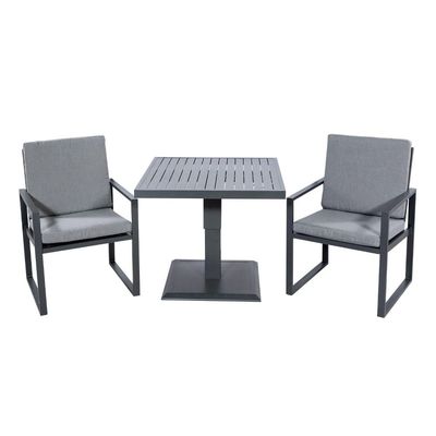 Moderne Aluminium Balkonmöbel 2 Sitzplätze Außenessen mit verstellbarem Tisch