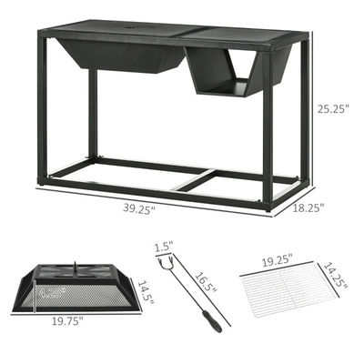 Outdoor-Garten 4-in-1 Metall Holzbrennkamin Eis Eimer Kühlgerät Holzkohle Grill