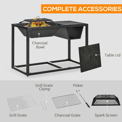 Outdoor-Garten 4-in-1 Metall Holzbrennkamin Eis Eimer Kühlgerät Holzkohle Grill