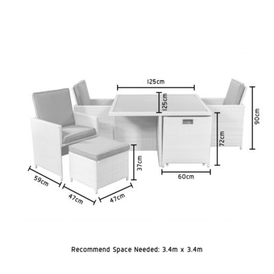 AJUNION PE Rattan Outdoor-Esszimmermöbel für 4 Sitzplätze Kompakter Gartenmöbel