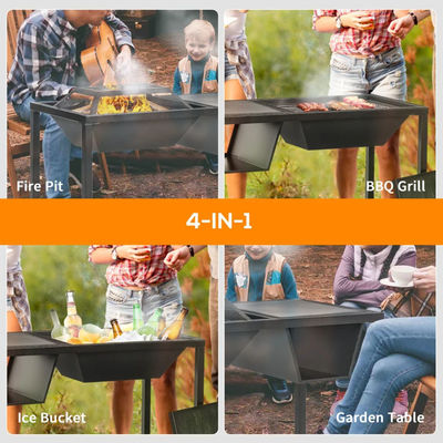 Outdoor-Garten 4-in-1 Metall Holzbrennkamin Eis Eimer Kühlgerät Holzkohle Grill