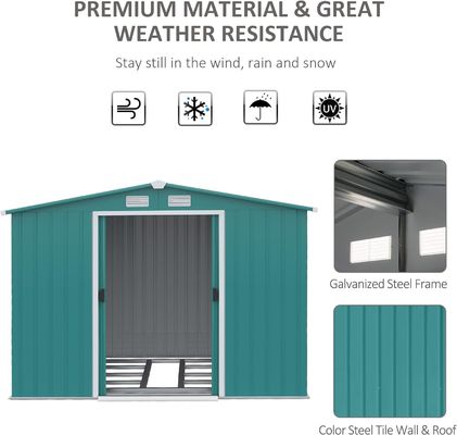 2.06D x 2.58W x 1.78H Meter Doppelschiebetür Metall Gartenhaus Schuppen mit 4 Lüftungsöffnungen