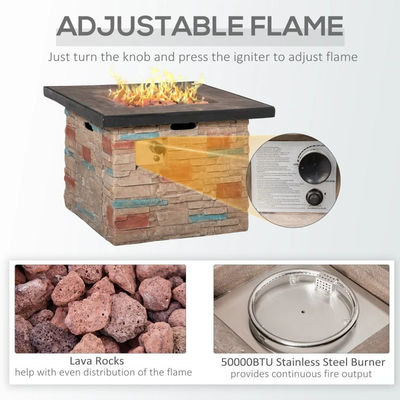 Außenhof Gartenhof Camping Propangas Feuerstelle Tisch mit Faux Ledge Stone
