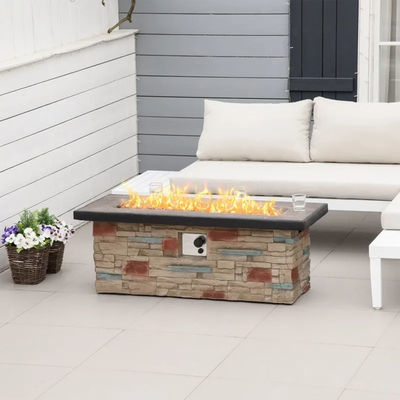 Außenhof Gartenhof Camping Propangas Feuerstelle Tisch mit Faux Ledge Stone