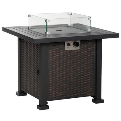 Outdoor Patio Garten Camping Feuerstelle Tisch mit automatischer Zündung und Glas Windschutz