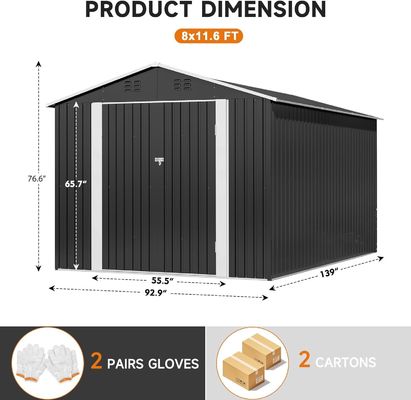 Wasserdicht 8 x 12 FT Metall Garten Schuppen mit 4 Lüftungsöffnungen und langlebigem Design von AJUNION