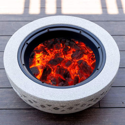 3 in 1 Runde Holzbrennkamin Holzkohle Grilltisch für Metall im Außenhof