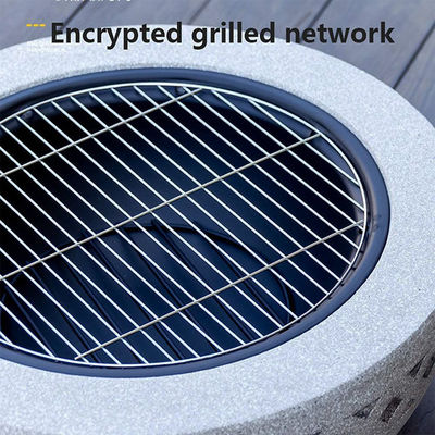 3 in 1 Runde Holzbrennkamin Holzkohle Grilltisch für Metall im Außenhof
