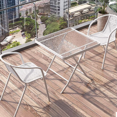 Außenrestaurant Balkon Cafe Terrasse Garten Set Rattan Stuhl und kleiner weißer Quadrattisch