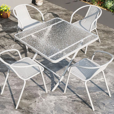 Außenrestaurant Balkon Cafe Terrasse Garten Set Rattan Stuhl und kleiner weißer Quadrattisch