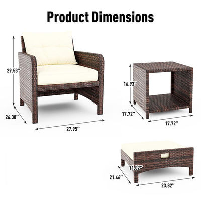 27.95 x 26.38 x 29.53 Zoll. AJUNION 5-teiliges Rattan-Außenpatio-Stühle mit Ottomanen