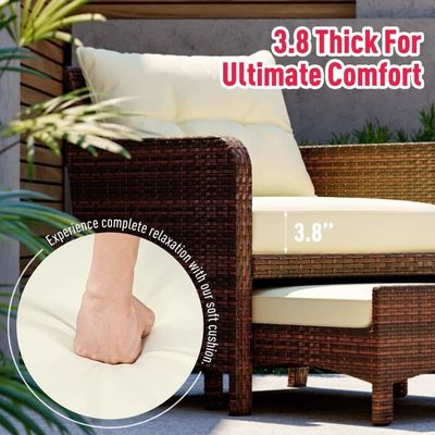 27.95 x 26.38 x 29.53 Zoll. AJUNION 5-teiliges Rattan-Außenpatio-Stühle mit Ottomanen