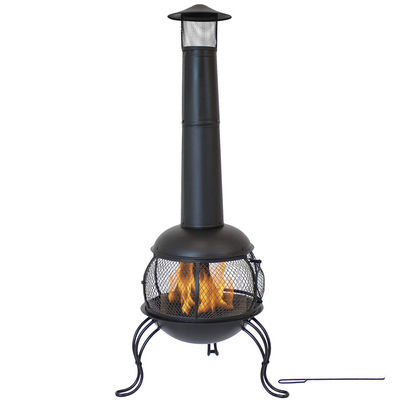 Outdoor Patio Hinterhof Garten Camping Stahl Holz brennender Kamin mit Regenkappe Poker Schwarz