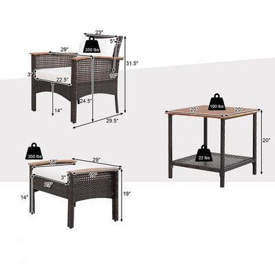 350 lbs. Osmanische Gewichtskapazität 5 Stück Außen-Lounge Set mit Vintage Holztopf