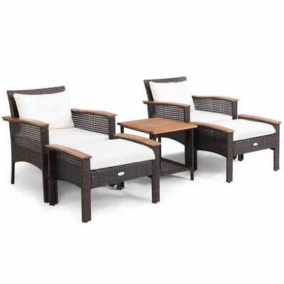 350 lbs. Osmanische Gewichtskapazität 5 Stück Außen-Lounge Set mit Vintage Holztopf