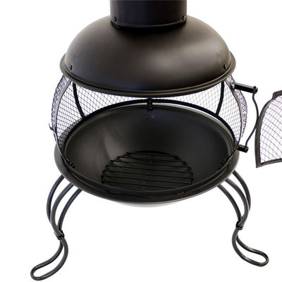 Outdoor Patio Hinterhof Garten Camping Stahl Holz brennender Kamin mit Regenkappe Poker Schwarz