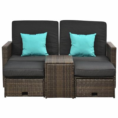 AJUNION 5 Stück Outdoor PE Rattan Möbel Set mit Eckstuhl Gewichtskapazität 352lbs