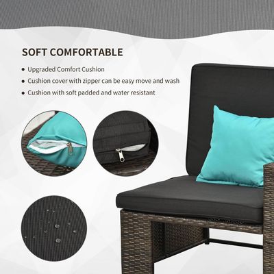 AJUNION 5 Stück Outdoor PE Rattan Möbel Set mit Eckstuhl Gewichtskapazität 352lbs