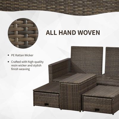 AJUNION 5 Stück Outdoor PE Rattan Möbel Set mit Eckstuhl Gewichtskapazität 352lbs