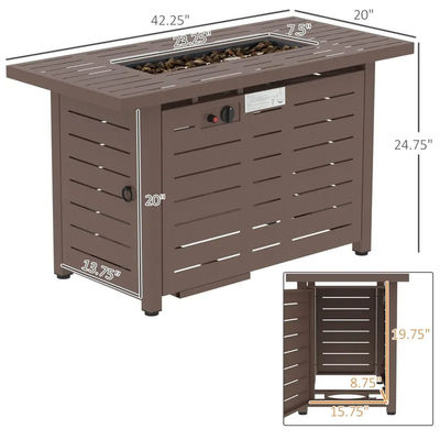 Ausgestattete Outdoor Indoor Patio Garten Rechteckige Propan Gas Feuerstelle Tisch Rauchlos