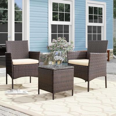 Freizeit Outdoor AJUNION PE Rattan Terrassenmöbel für Balkon und Poolgarten