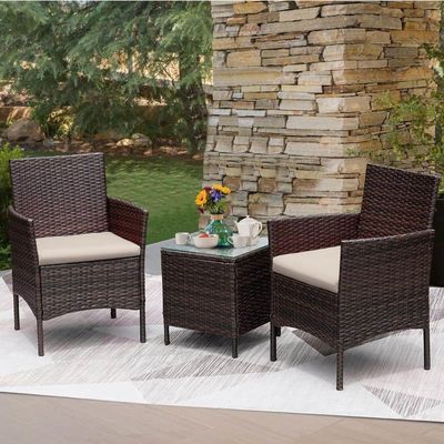 Freizeit Outdoor AJUNION PE Rattan Terrassenmöbel für Balkon und Poolgarten