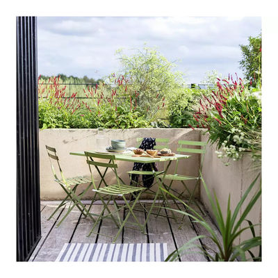 AJUNION 4 Sitzplätze Klappmetall Terrasse Set Stahl Garten Set Klapptisch und Stuhl Outdoor Bistro Set