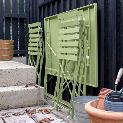 AJUNION 4 Sitzplätze Klappmetall Terrasse Set Stahl Garten Set Klapptisch und Stuhl Outdoor Bistro Set