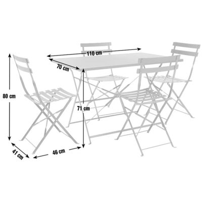 AJUNION 4 Sitzplätze Klappmetall Terrasse Set Stahl Garten Set Klapptisch und Stuhl Outdoor Bistro Set