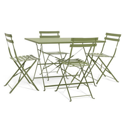 AJUNION 4 Sitzplätze Klappmetall Terrasse Set Stahl Garten Set Klapptisch und Stuhl Outdoor Bistro Set