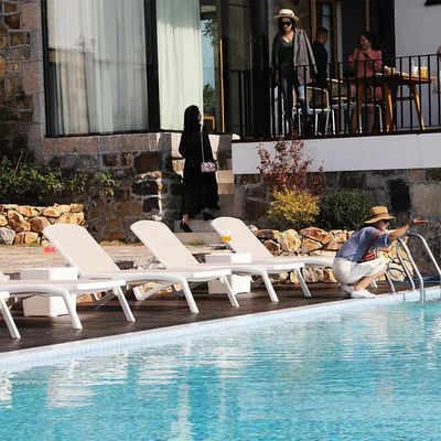 Außengarten Plastik Teslin Stapelstuhl Sonnenliegen Stuhl für Hotel Strand Terrasse