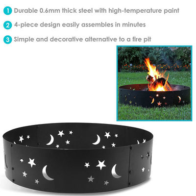 Outdoor Patio Schwarzes Lagerfeuer 360 Grad Rundes Schwergewichtes Tragbares Holzfeuerfeuer mit Poker