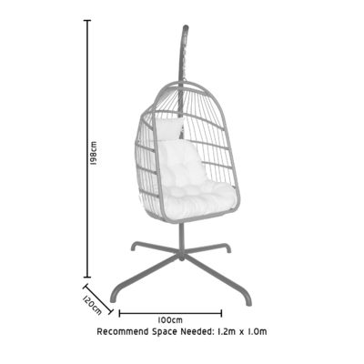 Gartenmöbel W100xL120xH198cm Patio Swing Plastik PE Rattan Eiersessel Hängestuhl