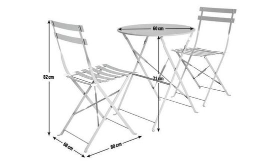 Stilvolles Metall-Stahl-Garten-Set für Terrasse Garten-Cottage W80xD68xH82cm Outdoor Bistro-Set