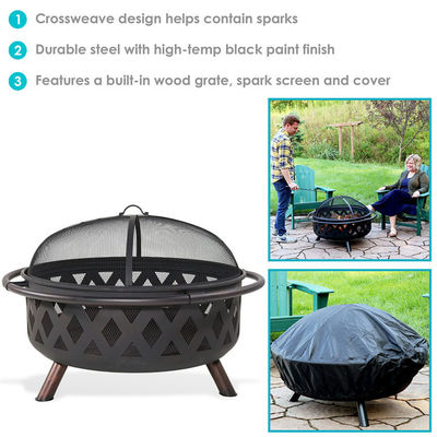 Außenterrasse Gartenfeuer Camping Metallfeuer-Grube Schüssel mit Poker und Abdeckung