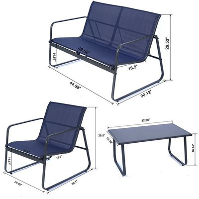 Stärke und Stil AJUNION 4 Stück Außenmöbel Stahl Metall Garten Set für Patio