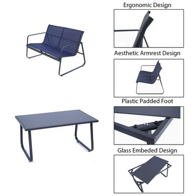 Stärke und Stil AJUNION 4 Stück Außenmöbel Stahl Metall Garten Set für Patio