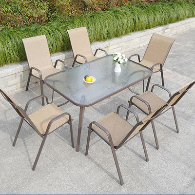 Nordic Metall Glas Obertisch Tisch und Stuhl für Außenterrasse Garten Balkon Cafe Restaurant