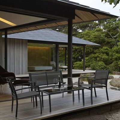 Moderne und stilvolle AJUNION 4 Stück Stahl Gartenmöbel Sofa Set mit Couchtisch