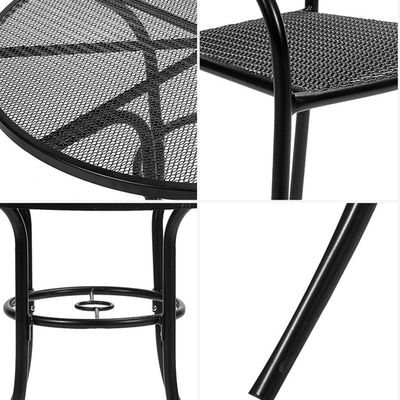 Outdoor Bistro Cafe Garten Hof Terrasse Metall Eisen Runde Tische Und Stuhl Set mit Schirmloch im modernen Design