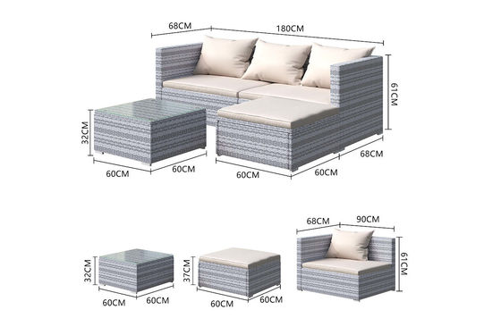 AJUNION Wicker Rattan Gartensofa Outdoor Lounge Set 4 Stück mit Y Mail Packing