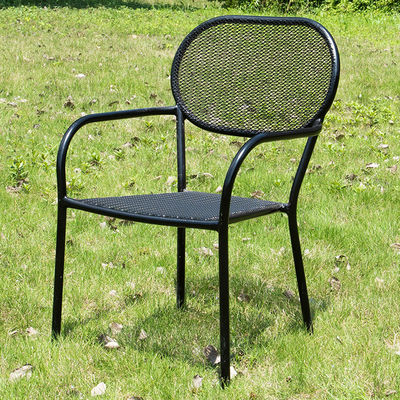 Outdoor Bistro Cafe Garten Hof Terrasse Metall Eisen Runde Tische Und Stuhl Set mit Schirmloch im modernen Design