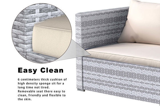 AJUNION Wicker Rattan Gartensofa Outdoor Lounge Set 4 Stück mit Y Mail Packing