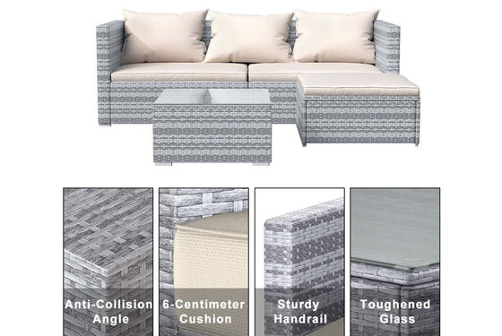 AJUNION Wicker Rattan Gartensofa Outdoor Lounge Set 4 Stück mit Y Mail Packing