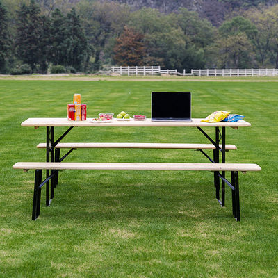 Outdoor Portable Patio Bar Massivholz Rechteck Falttisch und Bänke Stuhl Set