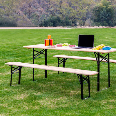 Outdoor Portable Patio Bar Massivholz Rechteck Falttisch und Bänke Stuhl Set