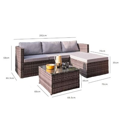 Freizeit Outdoor AJUNION 4 Sitz Wicker Rattan Gartenmöbel Sofa Ecke Lounge Set