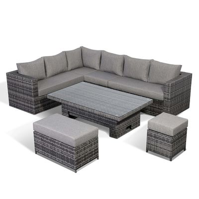 Modernes Design All-Weather Ecksofa mit verstellbarem Tisch L.265 X W.204 X H.66cm