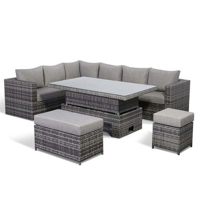 Modernes Design All-Weather Ecksofa mit verstellbarem Tisch L.265 X W.204 X H.66cm